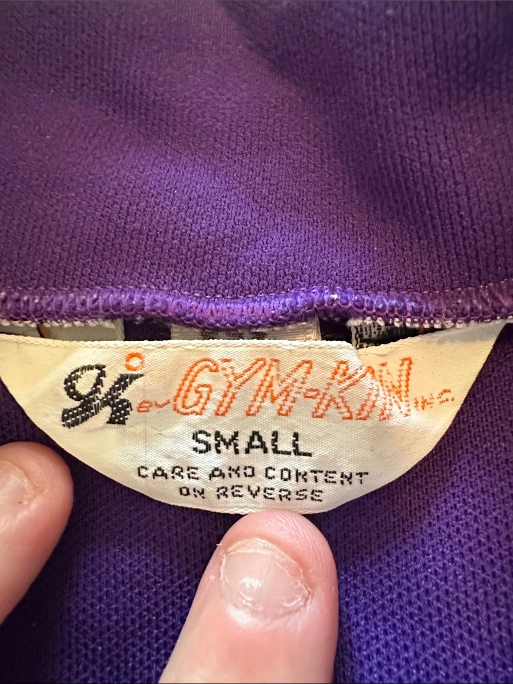 Vintage Gym-Kin 80s 3-Pc Purple Long-Sleeve Gymnastics Leotard & Warm Up Suit